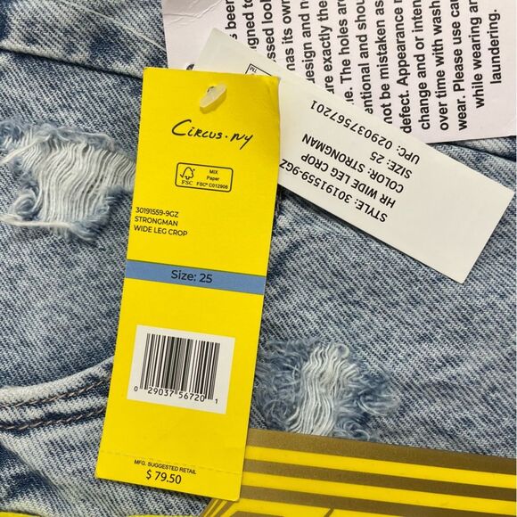 NWT CIRCUS NY High Waist Wide Leg Crop Jeans‎ Size 25 in StrongMan Acid Wash - Picture 8 of 10